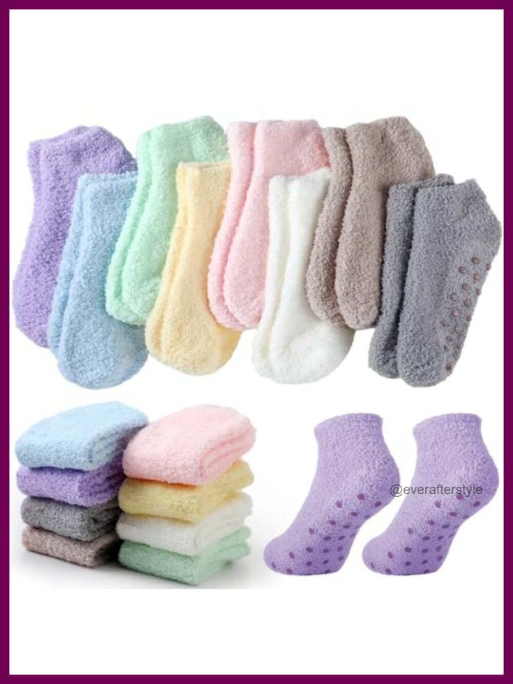 Fuzzy Plush Non Slip Slipper Socks for Women Warm Cozy Home